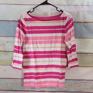 Loft Striped Pink and White Women's Top